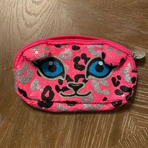 Pink cat sequins makeup bag pencil case